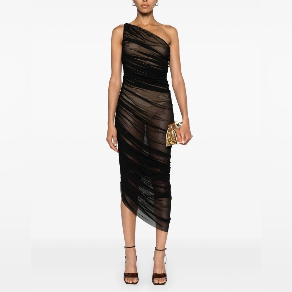 NWT Norma Kamali
Diana One Shoulder Gown Dress Meshe Size XS